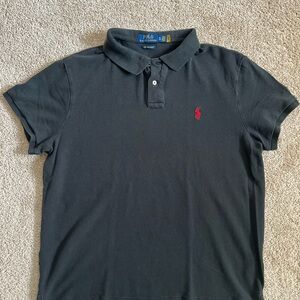 Polo by Ralph Lauren Men's Black Polo Shirt with Red Logo